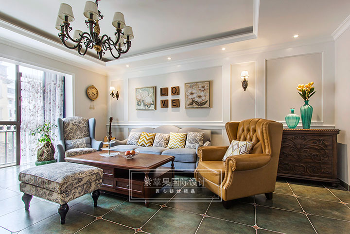 美式客廳裝修實景圖